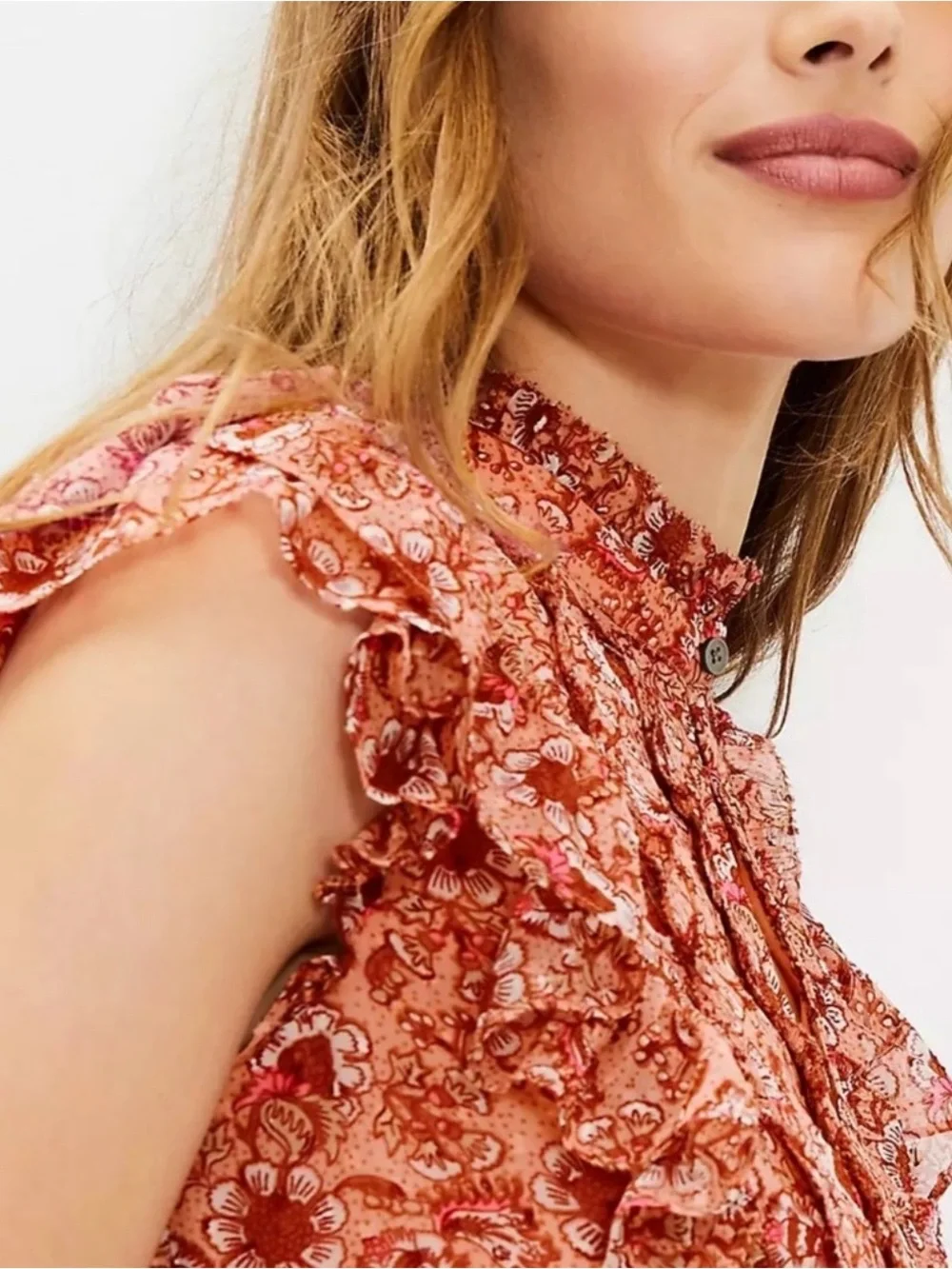 LOFT Floral Clip Ruffle Top - Picture 4 of 5